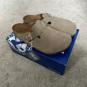 Birkenstock Boston Taupe suede clog sandal